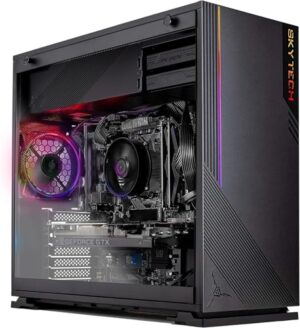 Skytech Gaming Azure Gaming PC Desktop – Intel Core i3 10105F 3.7 GHz, NVIDIA GTX 1650, 500GB NVME SSD, 16GB DDR4 RAM 3200, 650W Gold PSU, 11AC Wi-Fi, Windows 11 Home 64-bit,Black
