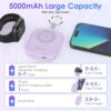 Small Portable Charger 5000mAh,iWatch Wireless Charger Power Bank with Built-in Cable,Travel Keychain Charger for Apple Watch 9/Ultra2/8/Ultra/7/6/Se/5/4/3, iPhone 15/14/13/12/11,Android Phone(Purple) - Image 3