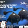 Feit Electric Triple Outlet Outdoor Smart Plugs, 2-Pack, WiFi, Controls Devices from Anywhere, Voice Control, Schedules, Timer, Compatible with Alexa and Google Home, Black