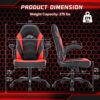 OLIXIS Computer Gaming Desk Chair - Big and Tall Ergonomic Comfy Lumbar Support with Flip-up Armrest and 360° Swivel Wheels, PU Leather Height Adjustable, for Home and Office, Red - Image 3