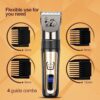 AJELU Dog Grooming Clipper Kit, Cordless Low Noise Rechargeable Electric Trimmer With Adjustable Comb & Detachable Blades, Suitable for Dogs, Cats, Pets - Image 5