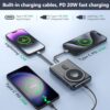 for Magsafe Portable Charger, 10000mAh Wireless Magnetic Power Bank with Built-in Cables, Fast Charging for Magsafe Battery Pack Compatible with iPhone, Android, Apple Watch, AirPods Series (Black) - Image 3