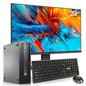 HP EliteDesk 800 G3 Mini Business Desktop Computer with 21.5" FHD Monitor PC Bundle and RGB Speakers, Intel Core i5-6500, 16GB RAM, 256GB SSD, DP Cable, Keyboard & Mouse, Windows10 Pro (Renewed)