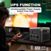 Portable Power Station, 384Wh LiFePO4 Battery Backup, 600W(1800W Peak) Solar Generator with 10 Outlets,UPS Function, Solar Power Station for Home Emergency,Camping,RV, Music Player&LED Lights - Image 8