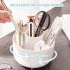 Cayxenful Pencil Holder For Desk,5 Slots 360°Degree Rotating Desk Organizers And Accessories,Desktop Storage Stationery Supplies Organizer, Cute Pencil Cup Pot For Office, School, Home (B-White) - Image 3