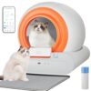 Self-Cleaning Cat Litter Box, New Model Anti-Pinch Automatic Box for Multiple Cats, Safety Large Cat Litter Box, WiFi-2.4G/APP Control, Smart Health Monitor, Easy Clean (Orange)