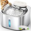 oneisall Wireless Cat Water Fountain, 3.5L/118oz Battery Operated Pet Drinking Fountain Stainless Steel, Running Water Dispenser Fountains for Cats, Cordless & Rechargeable with Motion Sensor