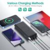 5 in 1 Wireless Portable Charger Power Bank,36800mAh 5 Output Dual QC4.0 25W PD USB C Battery Pack,15W Wireless Fast Charging,IP65 Solar Charger Compatible with iPhone14,13,12 Series,Samsung,iPad etc - Image 3