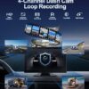 4 Channel 1080p Backup Camera Dash Cam for RV/Truck/Trailer/Van/SUV/Cars,10.2 Inch Touch Screen Quad Split Parking Monitor with DVR Recording/Playback/Bluetooth/FM Radio/Music/Video Player - Image 3