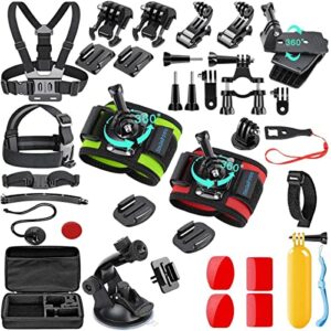 VVHOOY 3 in 1 Universal Action Camera Accessories Kit - Head Strap Mount/Chest Harness/Selfie stick Compatible with Gopro Hero 13 12 11 10 9 8 7 6 5/AKASO EK7000/V50/Brave 7/Dragon Touch Action Camera