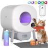 Self-Cleaning Cat Litter Box Double Safety Protection,100L Automatic Litter Box-Robot for Multiple Cats,Large Electric Litter Kitty Box-APP Control,Odor-Free,Liner&Litter Mat&Deodorizing Box