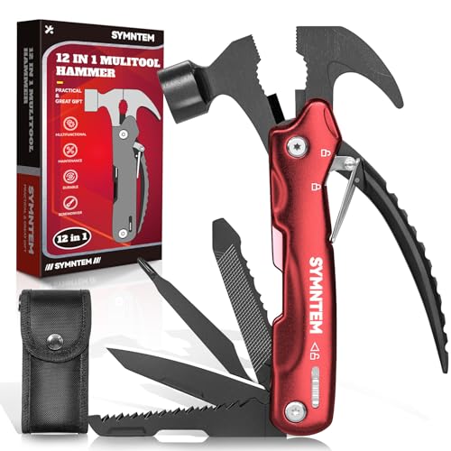 Multitool Hammer Folding Survival Tool: 14 in 1 All One Multi Mini Small Gadget - Camping Hiking Car Multifunctional Stainless Pliers Knife For Men Dad Cool Gifts