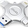 MFi Certified iDiskk 128GB Flash Drive for iPhone 15 16 iPad USB 3.0 Lightning Drive 4 in 1 Multi Functional External Storage for iOS and Android Samsung Phones Type c Devices and MacBook Photo Drive - Image 2