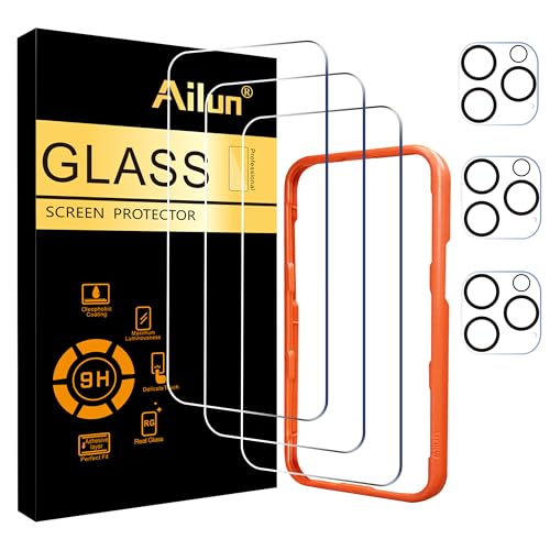 Ailun 3 Pack Screen Protector for iPhone 16 Pro Max [6.9 inch] with Installation Frame, Tempered Glass, Sensor Protection, Dynamic Island Compatible, Case Friendly