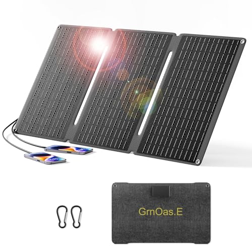 Portable Solar Panel 40W, Foldable Solar Charger for Outdoor Solar Generator Power Station, Adjustable Kickstand,10 in 1 Connectors,DC to DC Cable,USB QC3.0 Output for Camping RV Road Trip Adventure