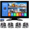 4 Channel 1080p Backup Camera Dash Cam for RV/Truck/Trailer/Van/SUV/Cars,10.2 Inch Touch Screen Quad Split Parking Monitor with DVR Recording/Playback/Bluetooth/FM Radio/Music/Video Player