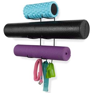 Yoga Mat Storage Rack，Home Gym Storage Rack Gym Workout Equipment Storage Organizer Fitness Weight Rack on Wheels for Yoga Mat,Yoga Block,Foam Roller,Resistance Band and Other Workout Accessories