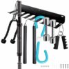 Tebery 9 Hook Home Gym Storage Rack Wall Mount, Fitness Equipment Organizer, Metal Gym Accessory Hanger for Exercise Bands, Jump Ropes, Barbells, Lifting Belts