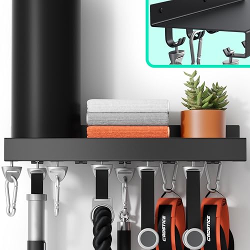 Floating Shelf Organizer Compatible with Tonal Accessories Home Gym Weight Storage Equipment Hanger Metal Rack Holder Wall Mount with Hooks T-Lock Adapters Bracket Hanger Workout Fitness (Style 2)
