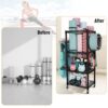 FUTASSI S1 Home Gym Storage, 3-Tier Workout Equipment Organizer with Wheels for Yoga Mats, Foam Roller, Dumbbells, Kettlebells, and Resistance Bands, 47.4" H x 27.5" L x 11.8" D, Black - Image 7
