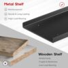 Yoga Mat Holder Wall Mount, Yoga Accessory Mat Storage Rack, Home Gym Accessories Organizer, Floating Shelf and Hooks for Hanging Foam Roller/Band/Workout Equipment at Pilates Fitness Class - Image 7