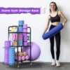 Home Gym Storage Rack Exercise Equipment Storage Organizer for Yoga Mat Dumbbells Kettlebells Foam Roller Yoga Strap & Resistance Bands, Ideal Yoga Mat Holder & Workout Equipment Organizer - Image 3