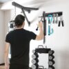 Tebery 9 Hook Home Gym Storage Rack Wall Mount, Fitness Equipment Organizer, Metal Gym Accessory Hanger for Exercise Bands, Jump Ropes, Barbells, Lifting Belts - Image 6