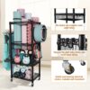 FUTASSI S1 Home Gym Storage, 3-Tier Workout Equipment Organizer with Wheels for Yoga Mats, Foam Roller, Dumbbells, Kettlebells, and Resistance Bands, 47.4" H x 27.5" L x 11.8" D, Black - Image 2