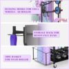 Mythinglogic Yoga Mat Storage Racks for Home, Gym Rack for Dumbbells Kettlebells Foam Roller, Yoga Strap and Resistance Bands, Workout Equipment Organizer With Hooks and Wheels - Image 3