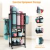 FUTASSI S1 Home Gym Storage, 3-Tier Workout Equipment Organizer with Wheels for Yoga Mats, Foam Roller, Dumbbells, Kettlebells, and Resistance Bands, 47.4" H x 27.5" L x 11.8" D, Black - Image 3
