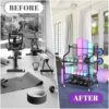 Mythinglogic Yoga Mat Storage Racks for Home, Gym Rack for Dumbbells Kettlebells Foam Roller, Yoga Strap and Resistance Bands, Workout Equipment Organizer With Hooks and Wheels - Image 6